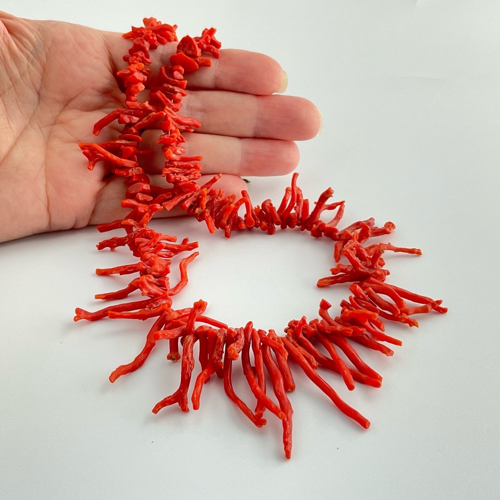 Vintage Branch Coral Necklace, Orange, 21" Long, Beach Girl, Coastal Cowgirl - Picture 9 of 13